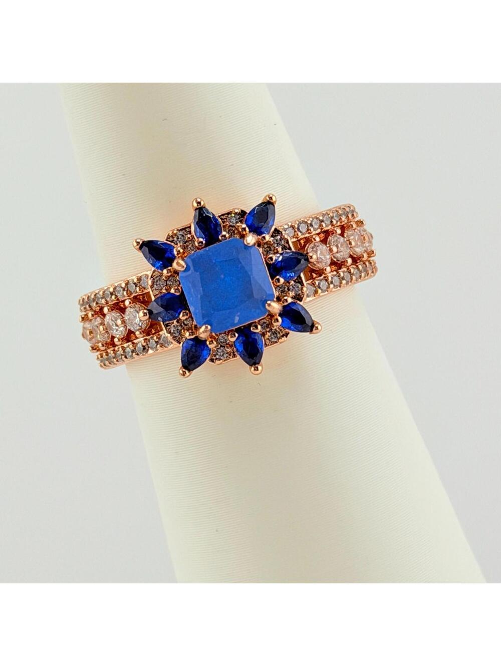 Bomb Party Sz 8 RG42529 "Always A Glow Getter" Ocean Blue Quartz on Rose Gold